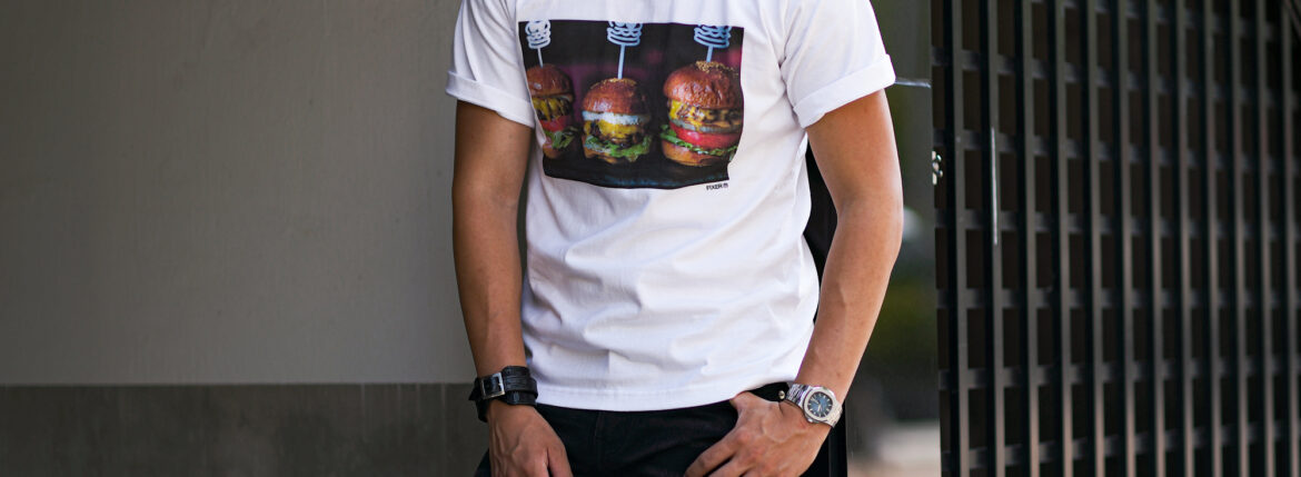 FIXER × TERIYAKI BOYS “FTB-01” Hamburger Photo Print T-shirt WHITEのイメージ