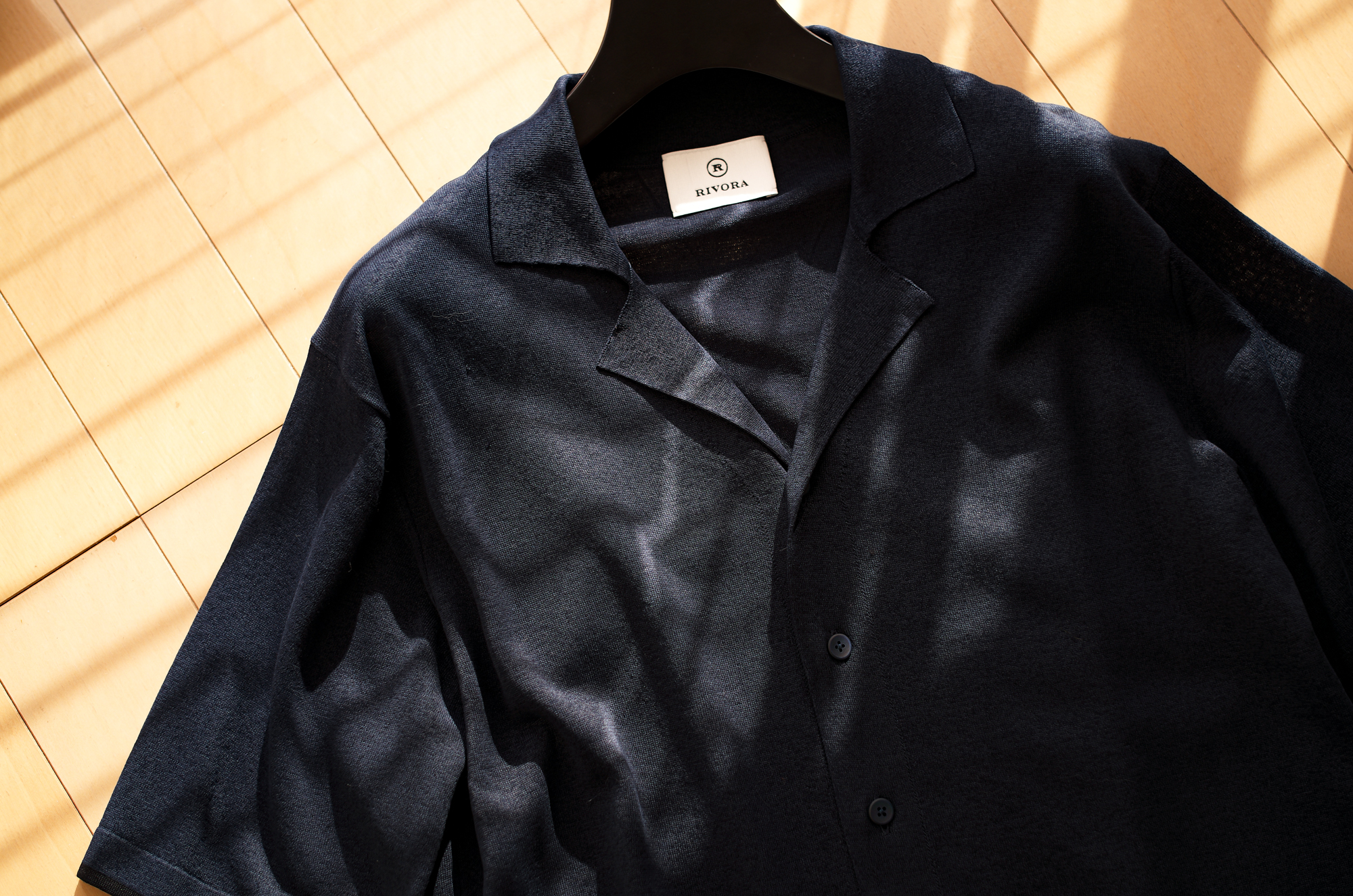 RIVORA (リヴォラ) Cotton Paper Shirts Cardigan コットン ペーパー シャツ BLACK (ブラック・010) MADE IN JAPAN (日本製) 2024春夏 愛知 名古屋 Alto e Diritto altoediritto アルトエデリット 半袖シャツ