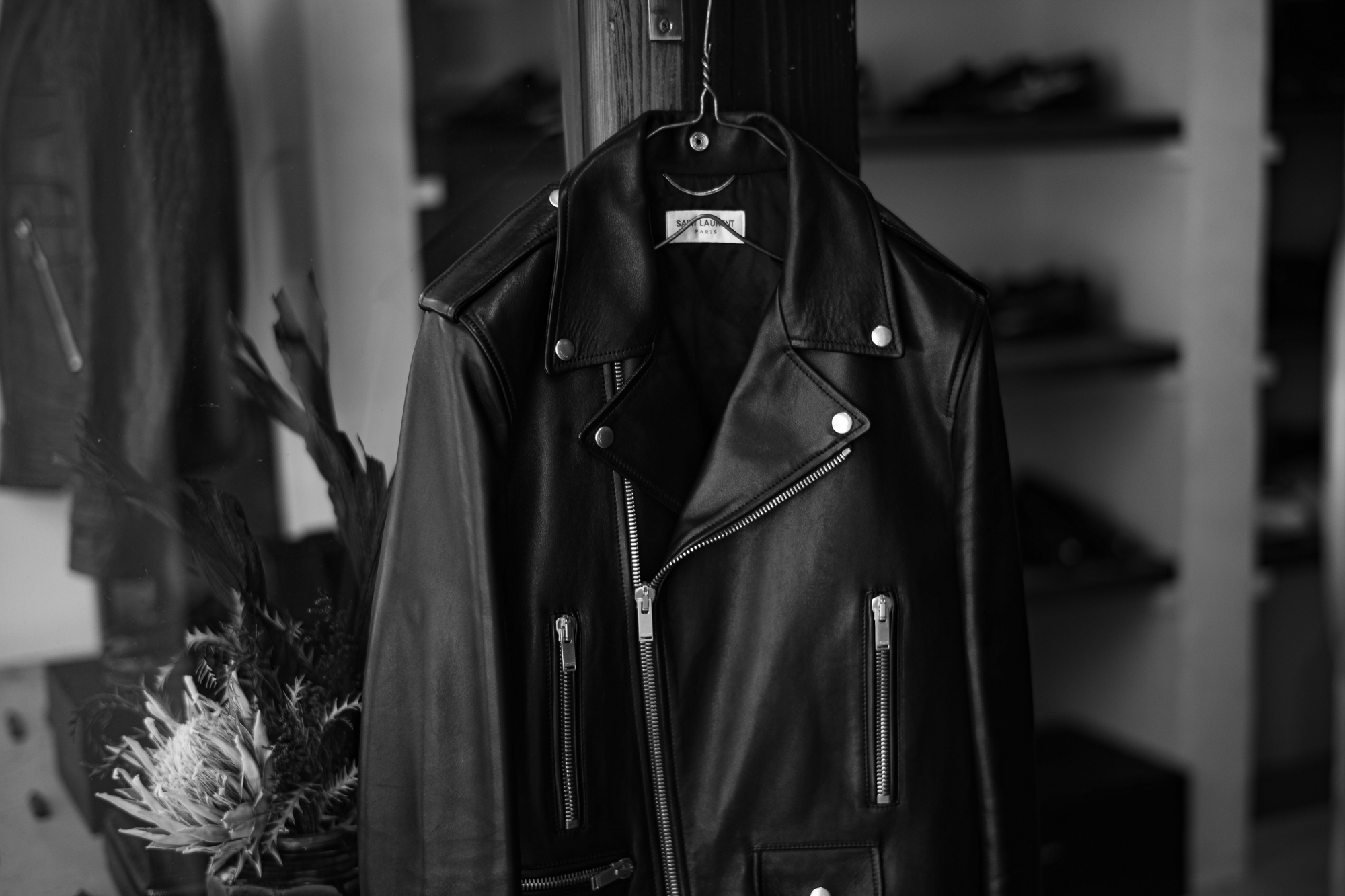 SAINT LAURENT "L01" MOTORCYCLE JACKET BLACK サンローラン モーターサイクルジャケット ラムレザー ダブルライダース ブラック Made in italy イタリア製 2023年 秋冬 新作 愛知 名古屋 Alto e Diritto altoediritto アルトエデリット