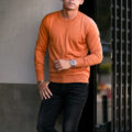 FEDELI (フェデリ) Silk Cashmere Crew Neck Sweater シルクカシミア クルーネック セーター ORANGE (オレンジ・52)　made in italy (イタリア製) 2023秋冬新作 【入荷しました】【フリー分発売開始】のイメージ