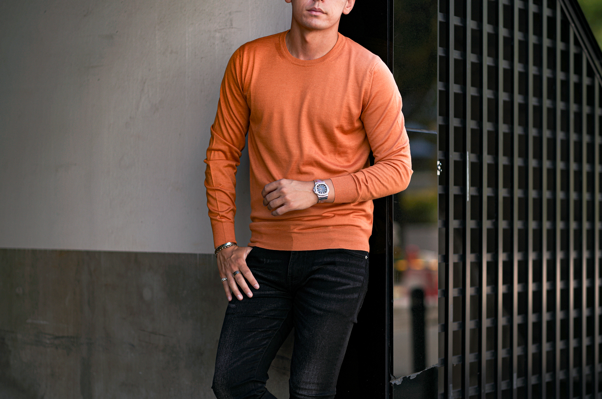 FEDELI (フェデリ) Silk Cashmere Crew Neck Sweater シルクカシミア クルーネック セーター ORANGE (オレンジ・52)　made in italy (イタリア製) 2023秋冬新作 【入荷しました】【フリー分発売開始】愛知 名古屋 Alto e Diritto altoediritto アルトエデリット