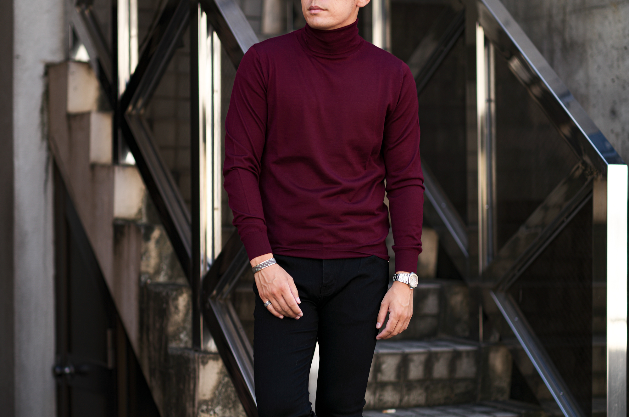 FEDELI (フェデリ) Silk Cashmere Turtle Neck Sweater シルクカシミア タートルネック セーター BORDEAUX (ボルドー・21) made in italy (イタリア製) 2023秋冬新作 【入荷しました】【フリー分発売開始】愛知 名古屋 Alto e Diritto altoediritto アルトエデリット