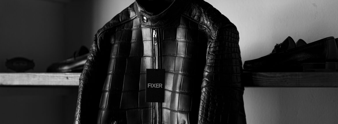 FIXER F2 CROCODILE SINGLE RIDERS Mat Crocodile BLACK 【Special Special Special Model】納品 FIXER(フィクサー) F2 CROCODILE(エフツー クロコダイル) SINGLE RIDERS Mat Crocodile マット クロコダイル エキゾチックレザー シングルライダース ジャケット BLACK 愛知 名古屋 Alto e Diritto altoediritto アルトエデリット