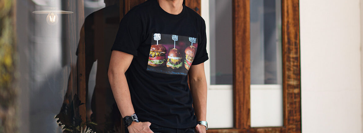 FIXER × TERIYAKI BOYS “FTB-01” Hamburger Photo Print T-shirt BLACK 【COLLABORATION EVENT】【2023.8.12(sat)-2023.8.20(sun)】のイメージ