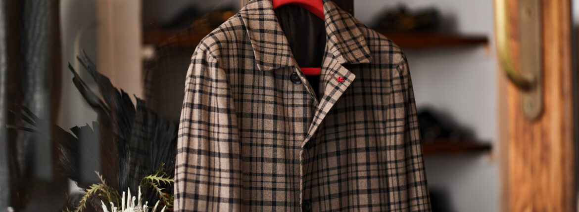 ISAIA CAPPOTTO WOOL COTTON FLANNEL BEIGE 2023 愛知 名古屋 Alto e Diritto altoediritto アルトエデリット イザイア カポット コットンフランネル カーコート コート ミドルコート ベージュ 秋冬 春夏