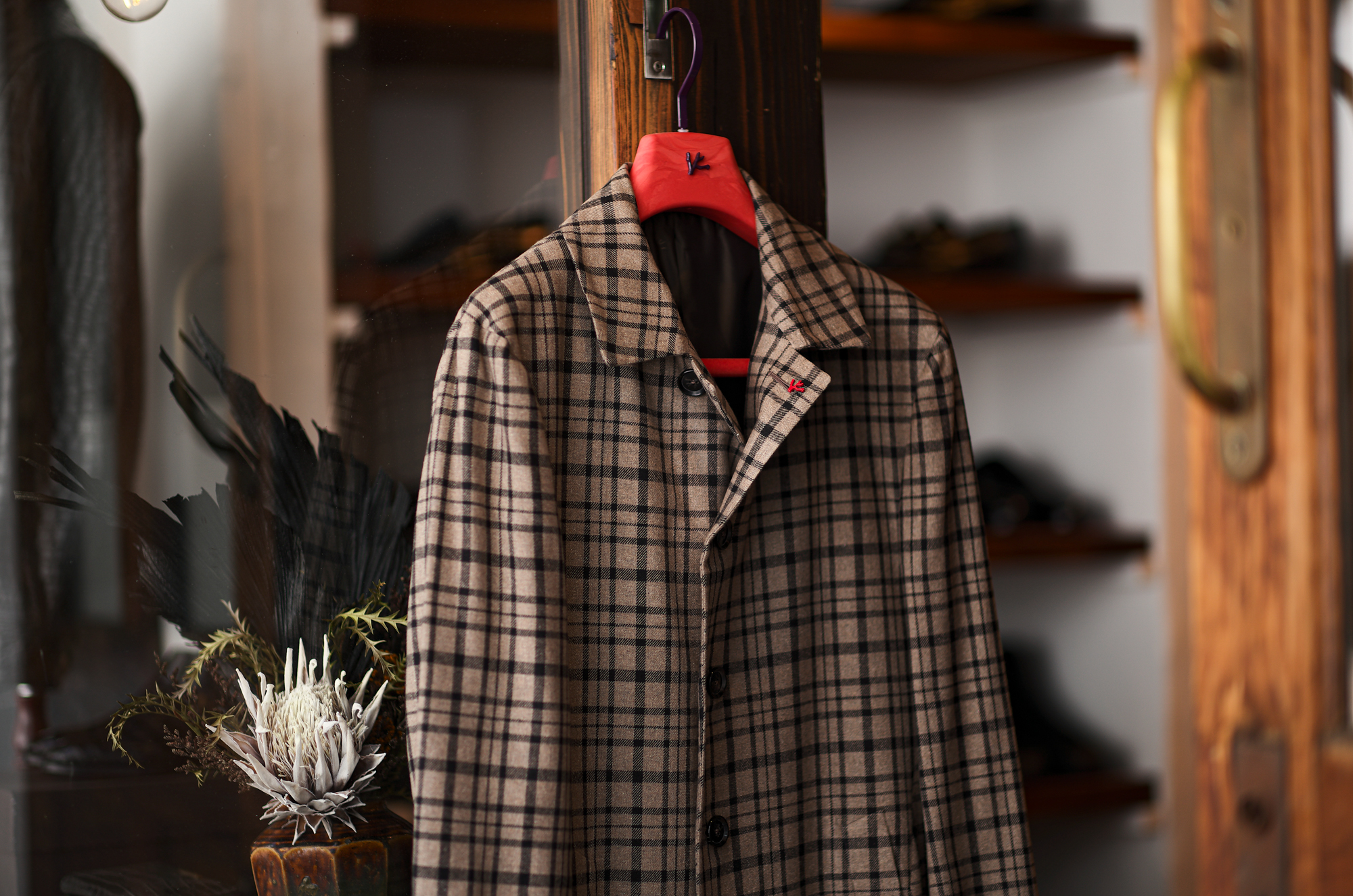 ISAIA CAPPOTTO WOOL COTTON FLANNEL BEIGE 2023 愛知 名古屋 Alto e Diritto altoediritto アルトエデリット イザイア カポット コットンフランネル カーコート コート ミドルコート ベージュ 秋冬 春夏