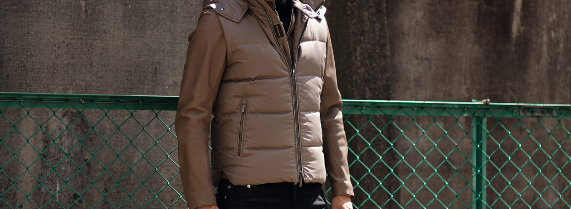 MOORER (ムーレー) FIRE-WK (ファイヤー) Nylon Down Vest ナイロン ダウンベスト VISONE (ベージュ) Made in italy (イタリア製) 2023秋冬新作 【入荷しました】【フリー分発売開始】愛知 名古屋 Alto e Diritto altoediritto アルトエデリット