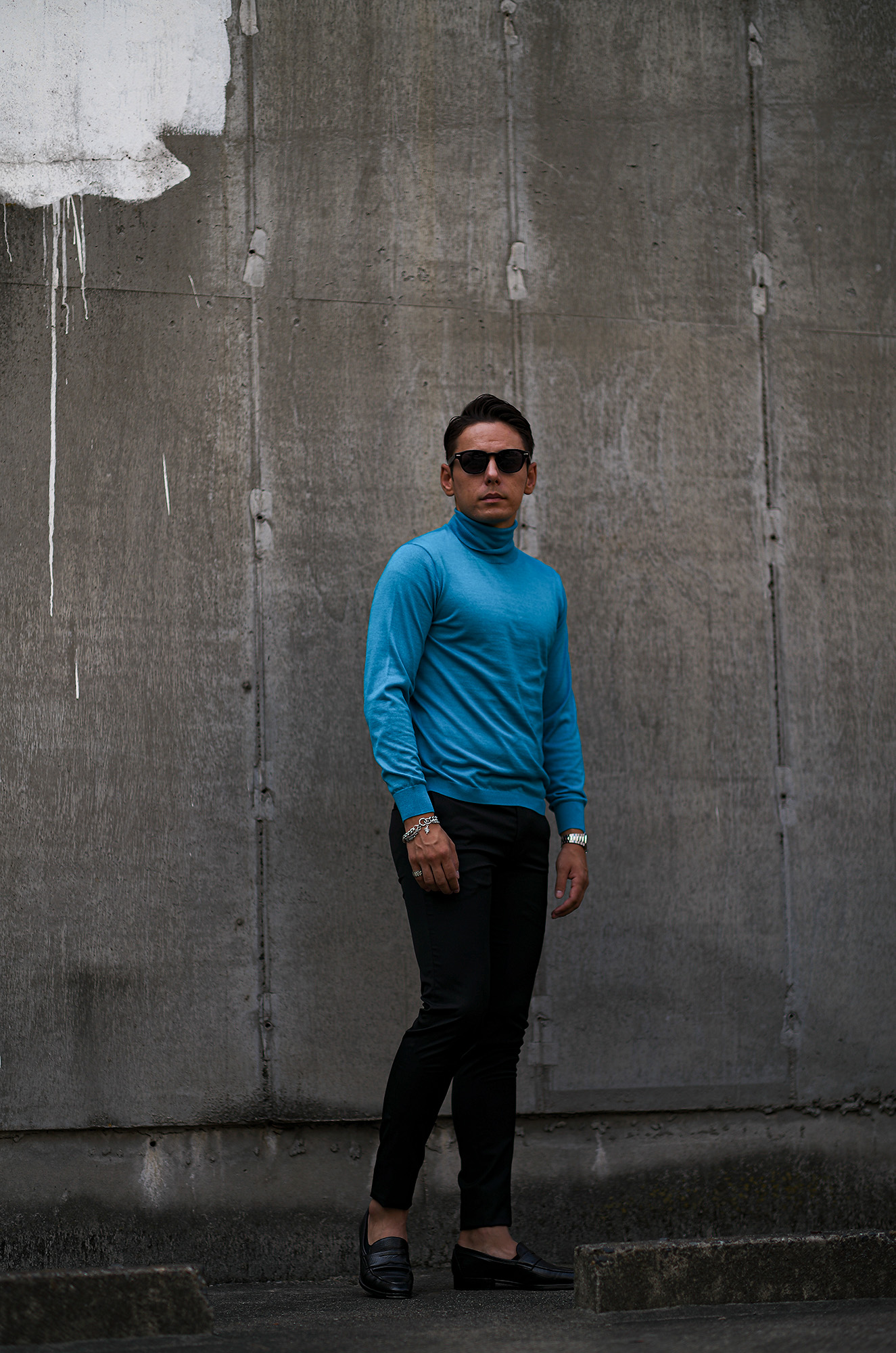 RIVORA (リヴォラ) 18G Wool Silk Turtle Neck Pull Over (18ゲージ ウールシルク タートルネック プルオーバー) ウールシルク タートルネック セーター BLUE (ブルー・050) MADE IN JAPAN (日本製) 2023秋冬新作 【入荷しました】【フリー分発売開始】愛知 名古屋 Alto e Diritto altoediritto アルトエデリット