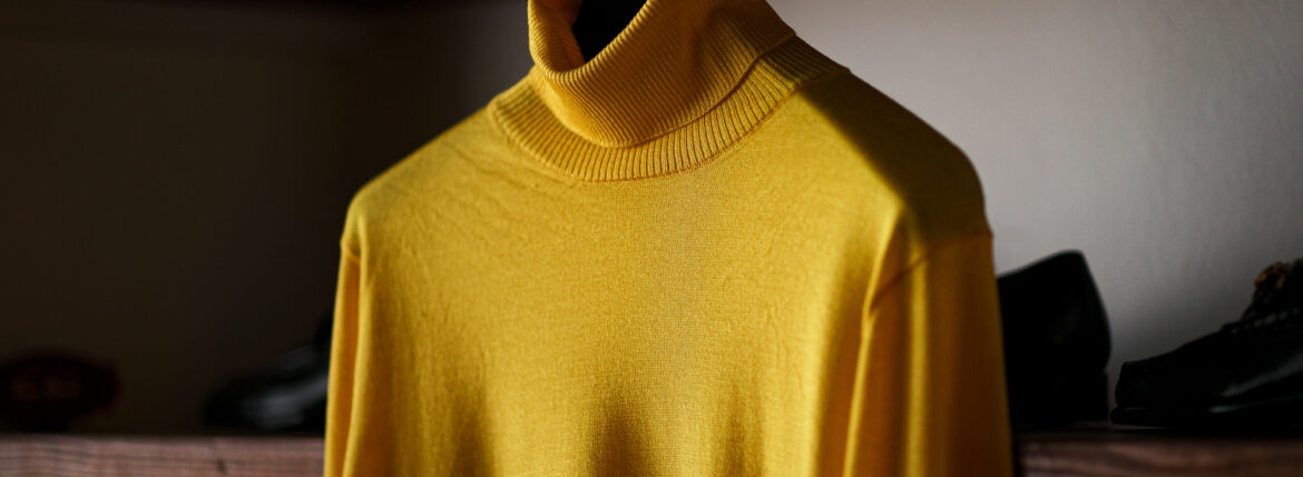 RIVORA (リヴォラ) 18G Wool Silk Turtle Neck Pull Over (18ゲージ ウールシルク タートルネック プルオーバー) ウールシルク タートルネック セーター YELLOW (イエロー・100) MADE IN JAPAN (日本製) 2023秋冬新作 【入荷しました】【フリー分発売開始】愛知 名古屋 Alto e Diritto altoediritto アルトエデリット