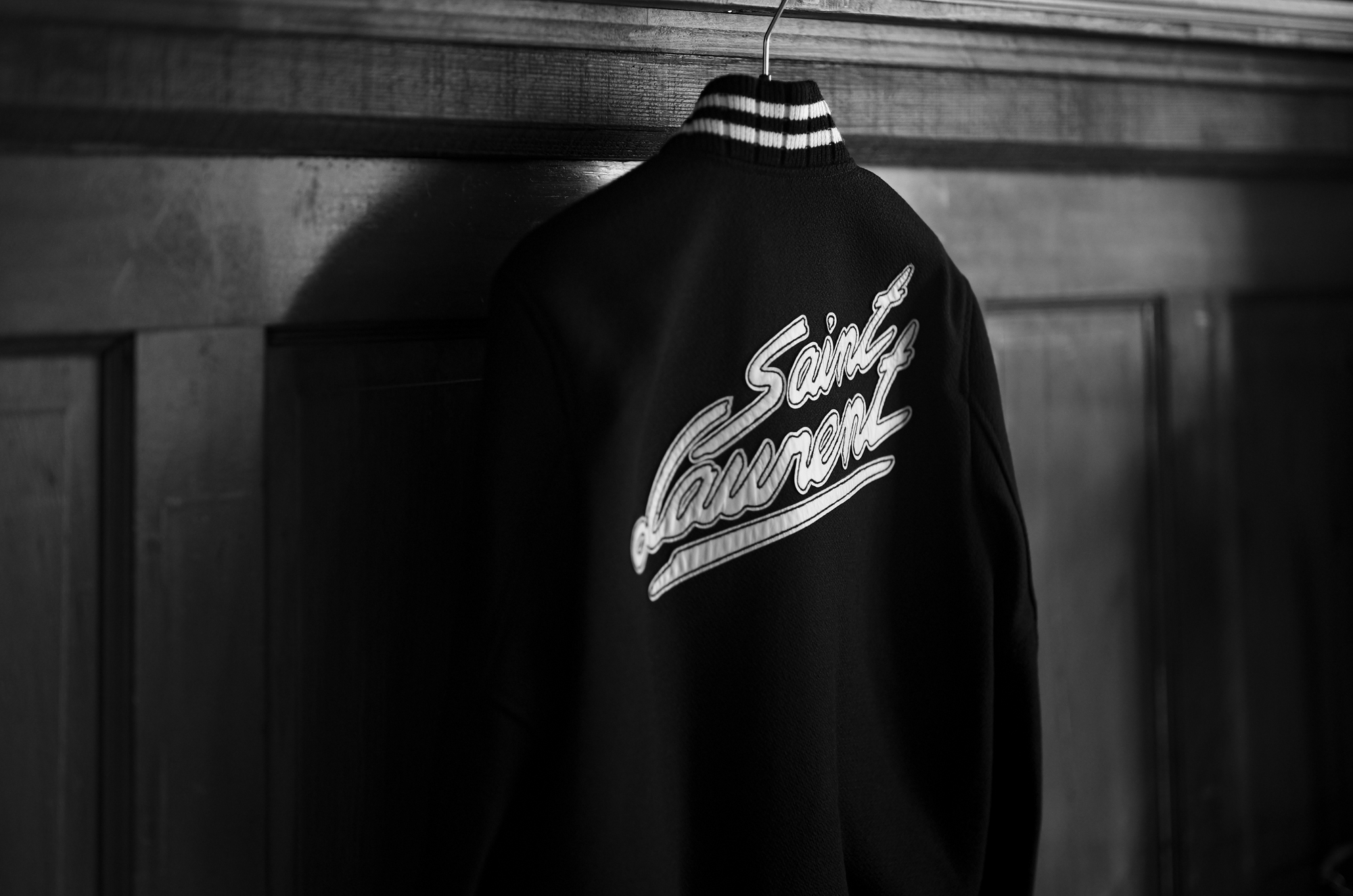 SAINT LAURENT "TEDDY JACKET" 2023AW サンローラン テディジャケット ウール バーシティ ジャケット ブラック 2023秋冬 愛知 名古屋 Alto e Diritto altoediritto アルトエデリット 