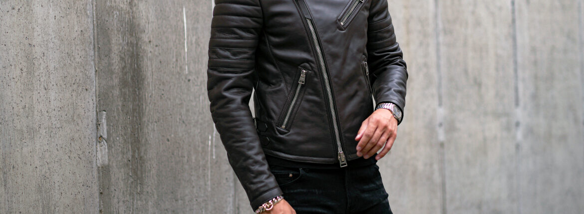 TOM FORD (トムフォード) LEATHER ICON BIKER (レザー アイコン バイカー) カーフレザー セミダブル ライダース ジャケット CHOCOLATE (ブラウン) Made in italy (イタリア製) 2023秋冬 愛知 名古屋 Alto e Diritto altoediritto アルトエデリット