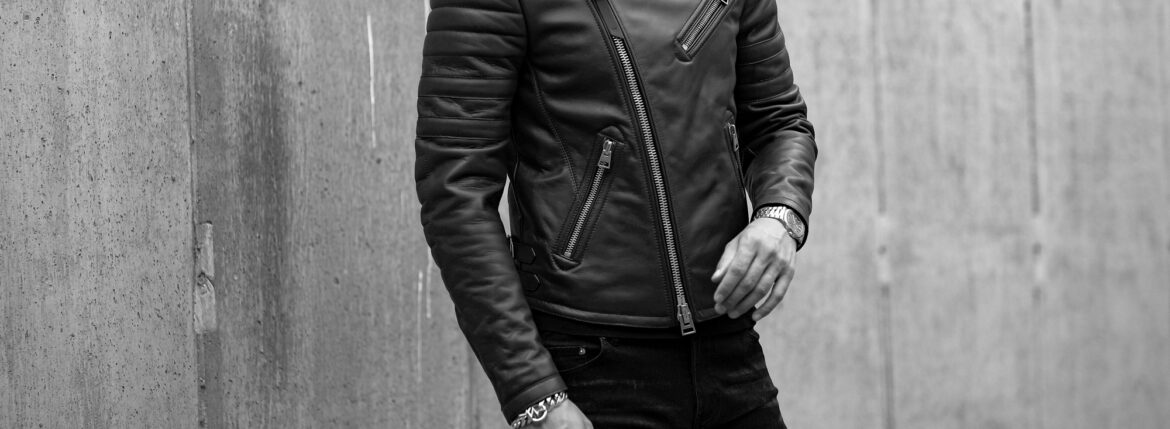 TOM FORD (トムフォード) LEATHER ICON BIKER (レザー アイコン バイカー) カーフレザー セミダブル ライダース ジャケット CHOCOLATE (ブラウン) Made in italy (イタリア製) 2023秋冬新作 【入荷しました】【フリー分発売開始】のイメージ