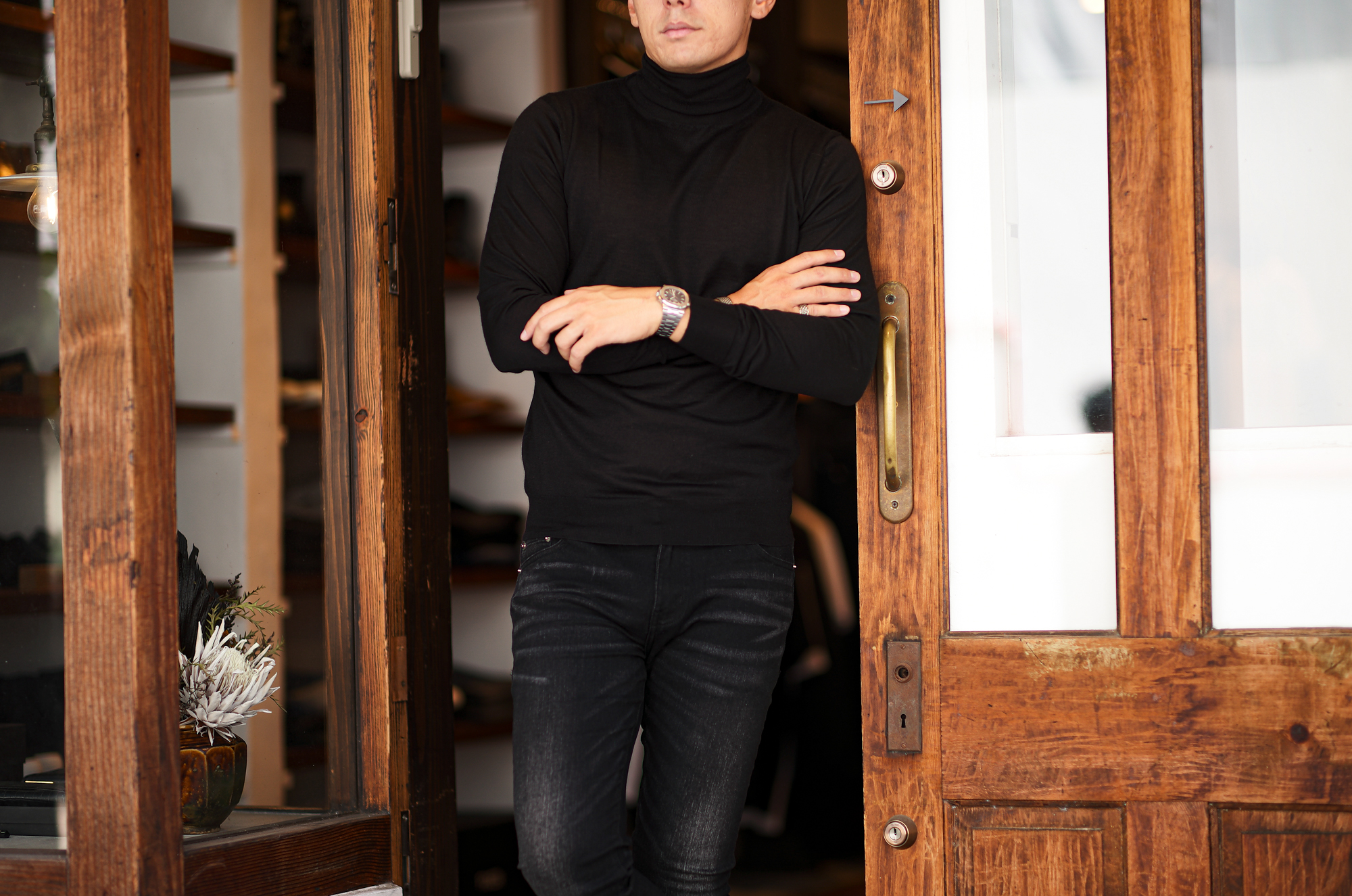 FEDELI (フェデリ) Silk Cashmere Turtle Neck Sweater シルクカシミア タートルネック セーター BLACK (ブラック・9) made in italy (イタリア製) 2023秋冬新作 【入荷しました】【フリー分発売開始】愛知 名古屋 Alto e Diritto altoediritto アルトエデリット