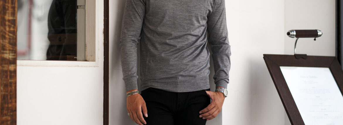 FEDELI (フェデリ) Silk Cashmere Turtle Neck Sweater シルクカシミア タートルネック セーター GRAY (グレー・6) made in italy (イタリア製) 2023秋冬新作 【入荷しました】【フリー分発売開始】愛知 名古屋 Alto e Diritto altoediritto アルトエデリット