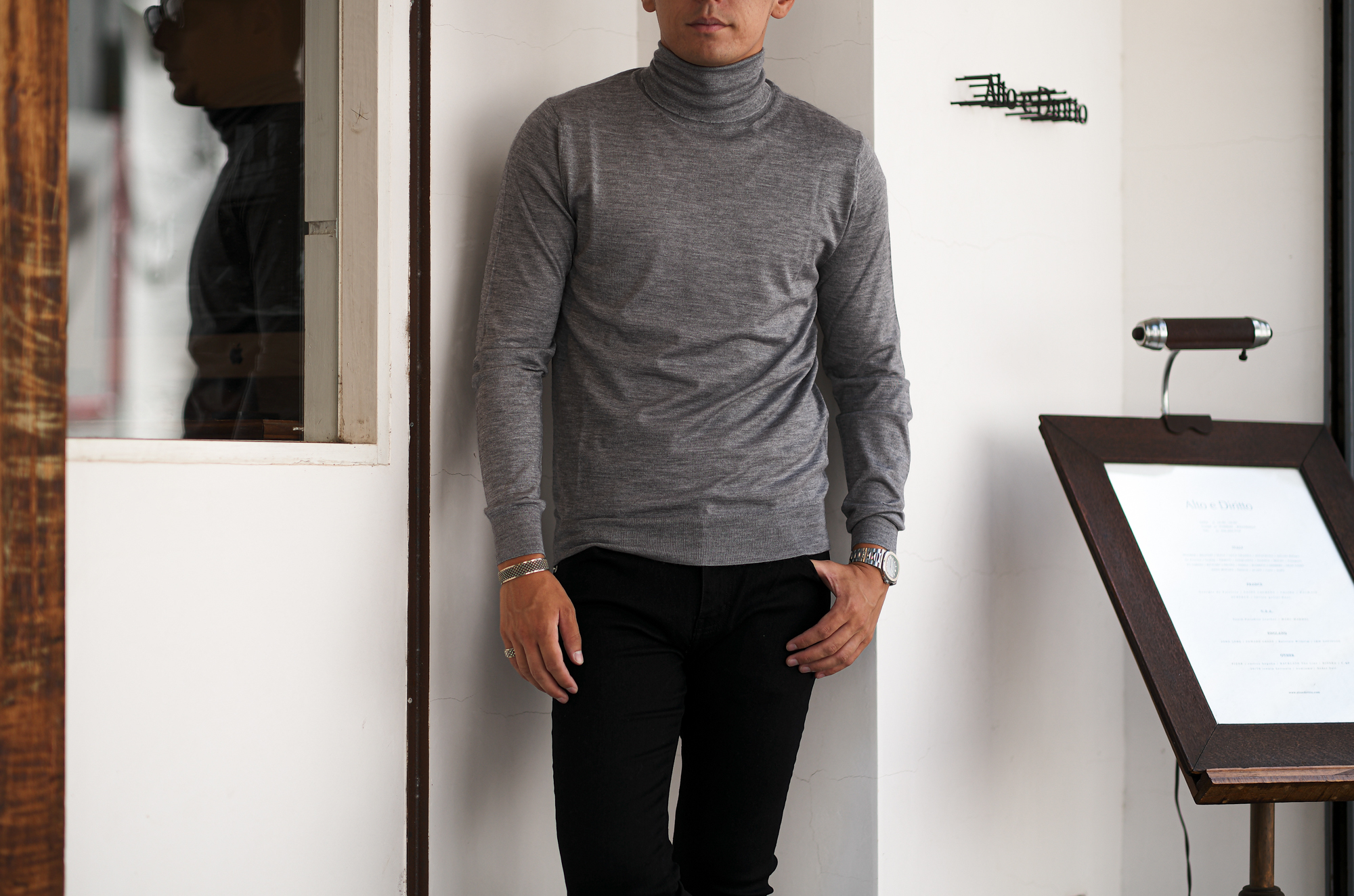 FEDELI (フェデリ) Silk Cashmere Turtle Neck Sweater シルクカシミア タートルネック セーター GRAY (グレー・6) made in italy (イタリア製) 2023秋冬新作 【入荷しました】【フリー分発売開始】愛知 名古屋 Alto e Diritto altoediritto アルトエデリット