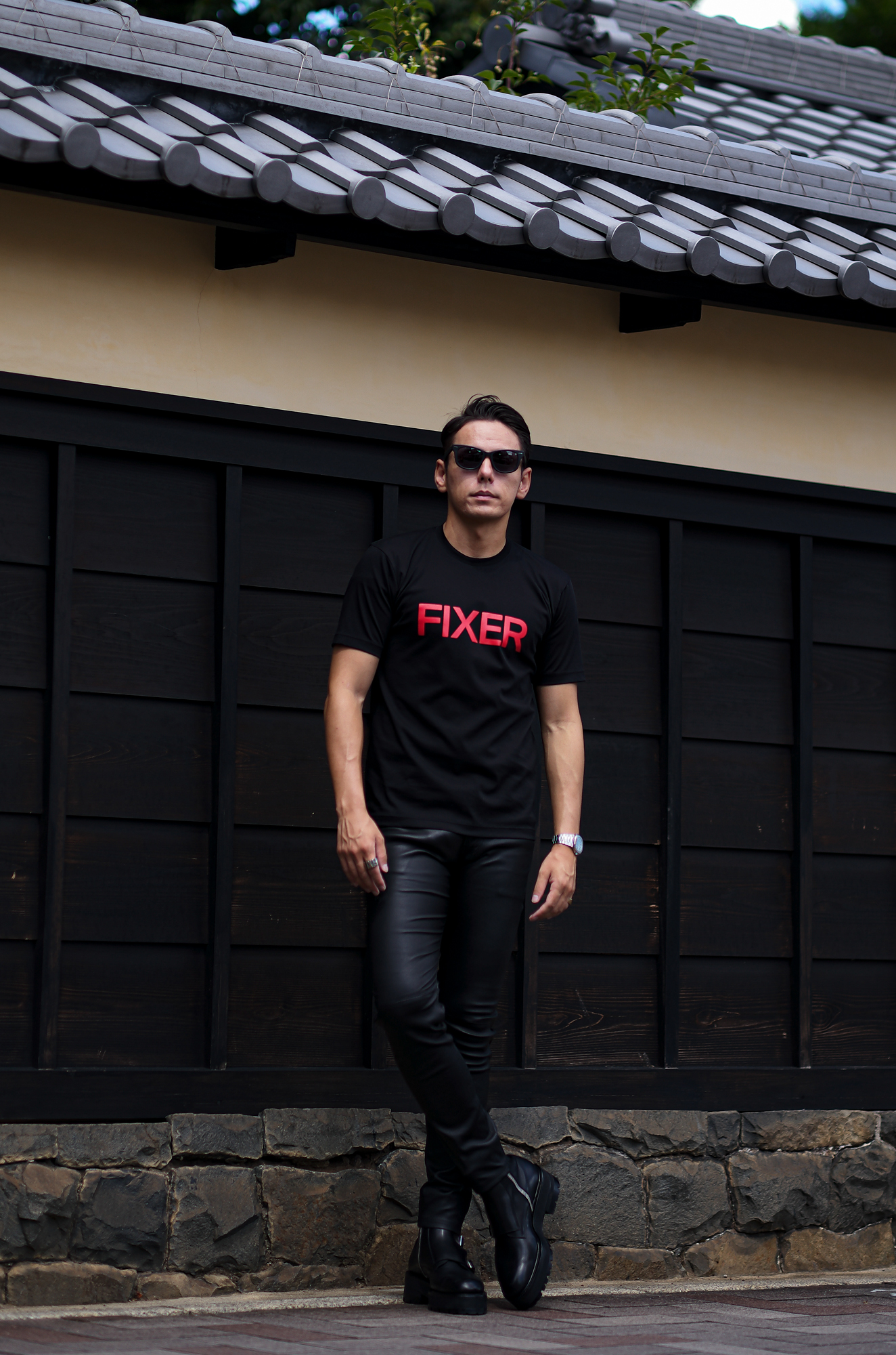 FIXER (フィクサー) FTS-02 FIXER Print Crew Neck T-shirt プリント Tシャツ BLACK × RED (ブラック×レッド)   【ご予約開始】【2023.9.04(Mon)～2023.9.17(Sun)】 愛知 名古屋 Alto e Diritto altoediritto アルトエデリット