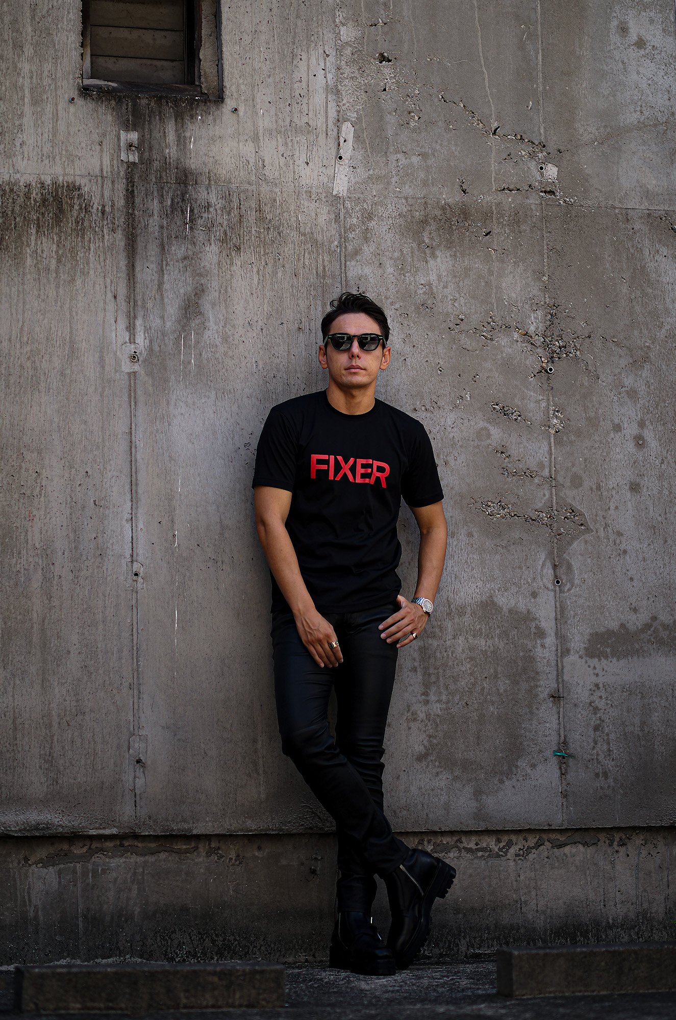 FIXER (フィクサー) FTS-02 FIXER Print Crew Neck T-shirt プリント Tシャツ BLACK × RED (ブラック×レッド)   【ご予約開始】【2023.9.04(Mon)～2023.9.17(Sun)】 愛知 名古屋 Alto e Diritto altoediritto アルトエデリット