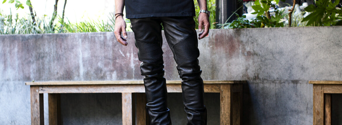 ISAMU KATAYAMA BACKLASH "2094-01" GOAT SHRINK LEATHER PANTS BLACK 2024春夏 【ご予約受付中】 愛知 名古屋 Alto e Diritto altoediritto アルトエデリットイサムカタヤマバックラッシュ マリアム ディアスキン 製品染め