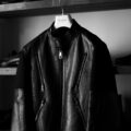 Neil Barrett Leather Front Sweatshirt Biker Jacket BLACK 2023AWのイメージ