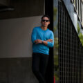 RIVORA (リヴォラ) 18G Wool Silk Crew Neck Pull Over (18ゲージ ウールシルク クルーネック プルオーバー) ウールシルク クルーネック セーター BLUE (ブルー・050)　MADE IN JAPAN (日本製) 2023秋冬新作のイメージ