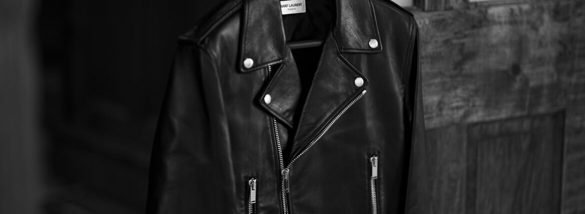 SAINT LAURENT "L01" MOTORCYCLE JACKET BLACK 2023AW サンローラン モーターサイクルジャケット ラムレザー ダブル ライダース ジャケット 愛知 名古屋 Alto e Diritto altoediritto アルトエデリット