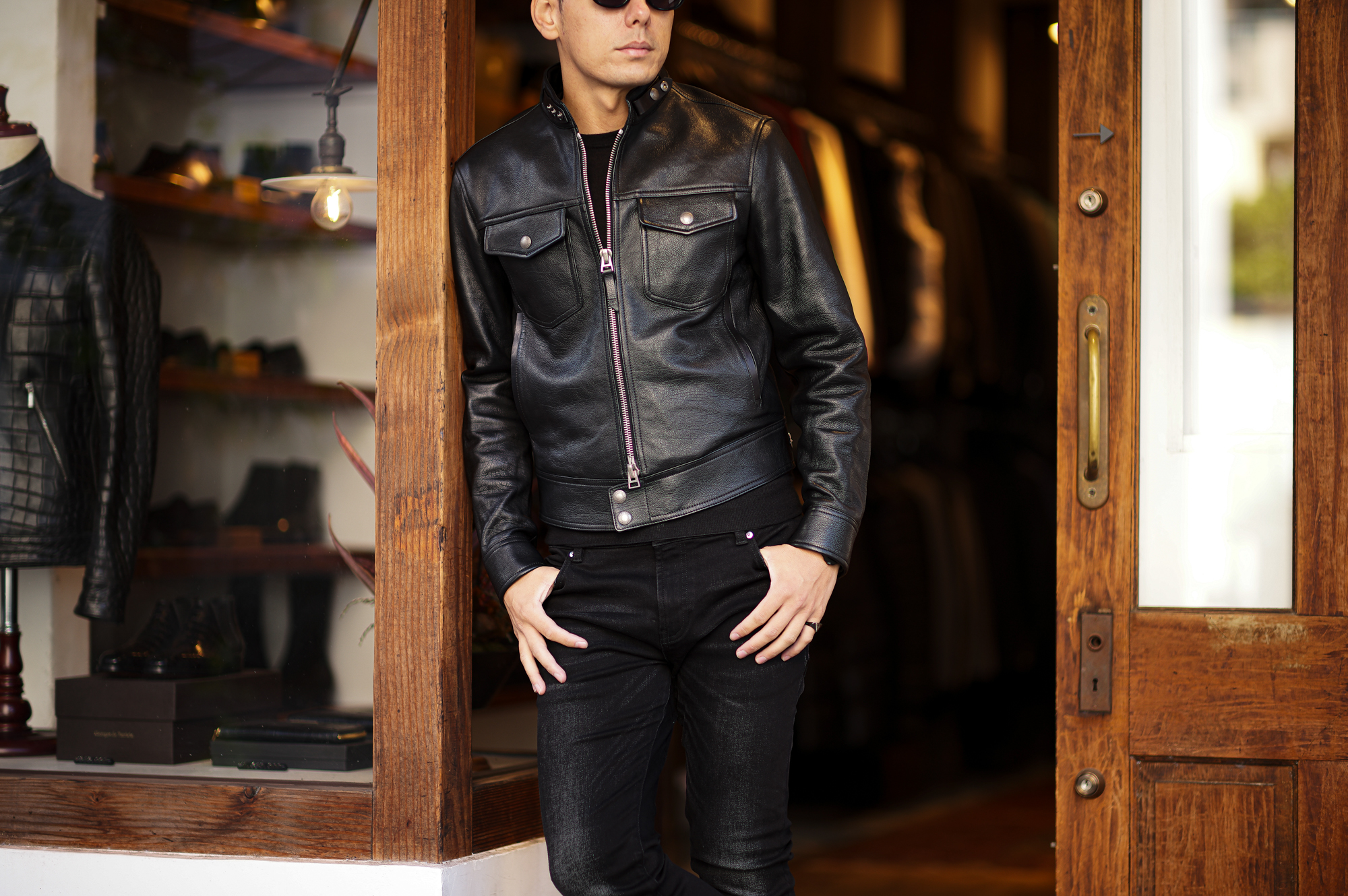 TOM FORD GLOSSY GRAIN BIKER BLOUSON 2022AW トムフォード レザージャケット ライダースジャケット シングルライダース 愛知 名古屋 Alto e Diritto altoediritto アルトエデリット BA459-TFL955