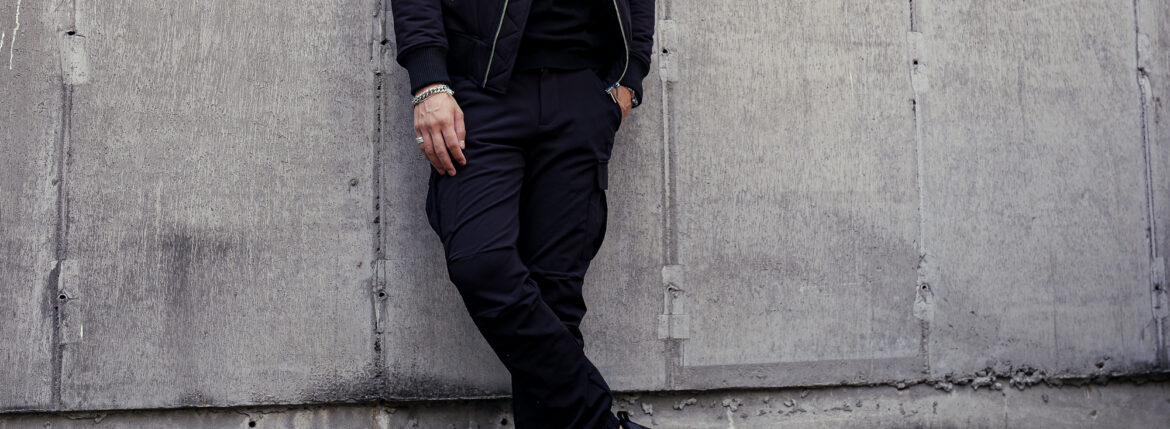 Volturno (ヴォルトゥルノ) Brushed Back Slim Fit Easy Cargo Rib Pants ブラッシュバック スリムフィット イージー カーゴ リブ パンツ BLACK (ブラック) 2023秋冬新作のイメージ