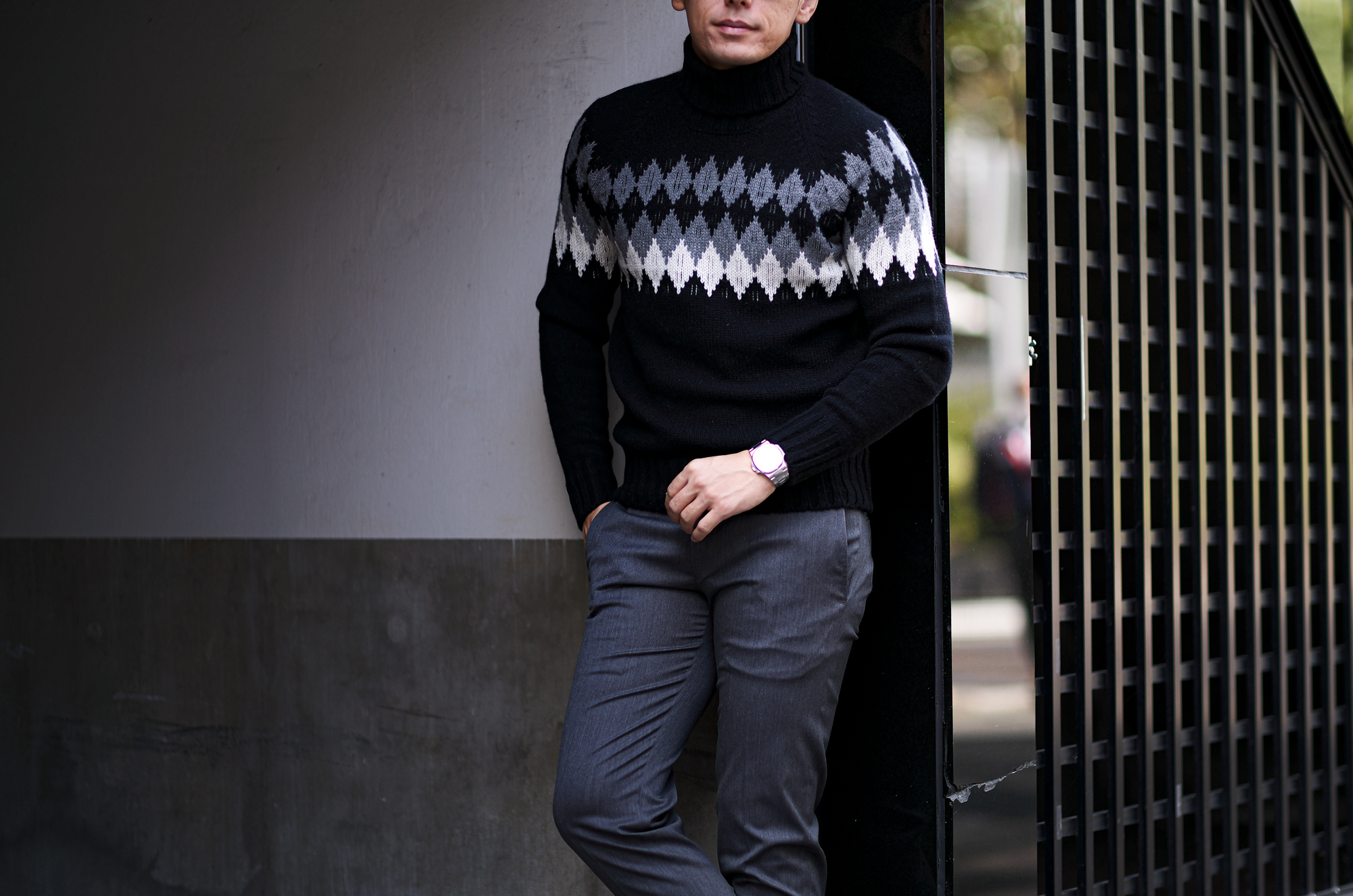 Gran Sasso (グランサッソ) Argyle Cashmere Sweater (アーガイル