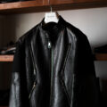 Neil Barrett (ニールバレット) Leather Front Sweatshirt Biker Jacket (レザーフロント スエットシャツ バイカージャケット) シングルライダース BLACK (ブラック・001) 2023秋冬新作 【入荷しました】【フリー分発売開始】のイメージ