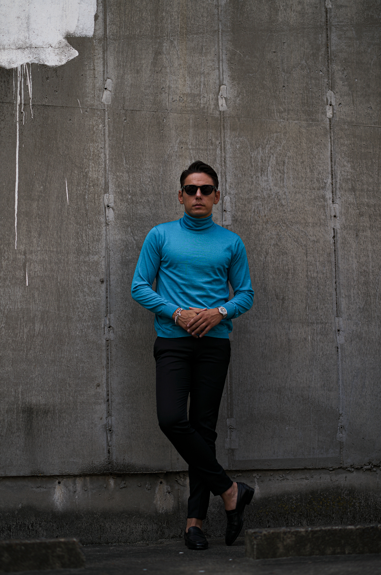 RIVORA (リヴォラ) 18G Wool Silk Turtle Neck Pull Over (18ゲージ ウールシルク タートルネック プルオーバー) ウールシルク タートルネック セーター BLUE (ブルー・050) MADE IN JAPAN (日本製) 2023秋冬新作 【入荷しました】【フリー分発売開始】愛知 名古屋 Alto e Diritto altoediritto アルトエデリット