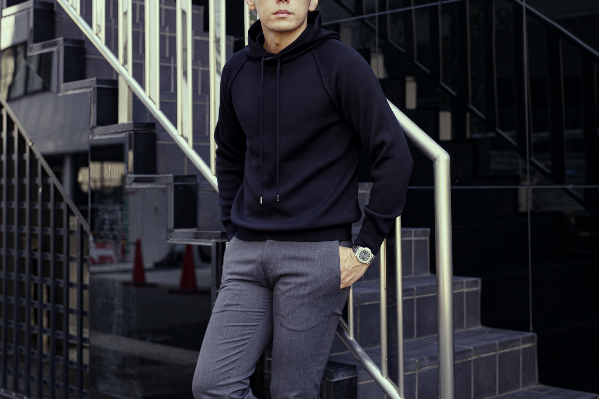 RIVORA (リヴォラ) Wool Knit Hoodie (ウール ニット フーディ) Wool 100% スムース ウール ニット パーカー BLACK (ブラック・010) MADE IN JAPAN (日本製) 2023秋冬新作 【入荷しました】【フリー分発売開始】愛知 名古屋 Alto e Diritto altoediritto アルトエデリット