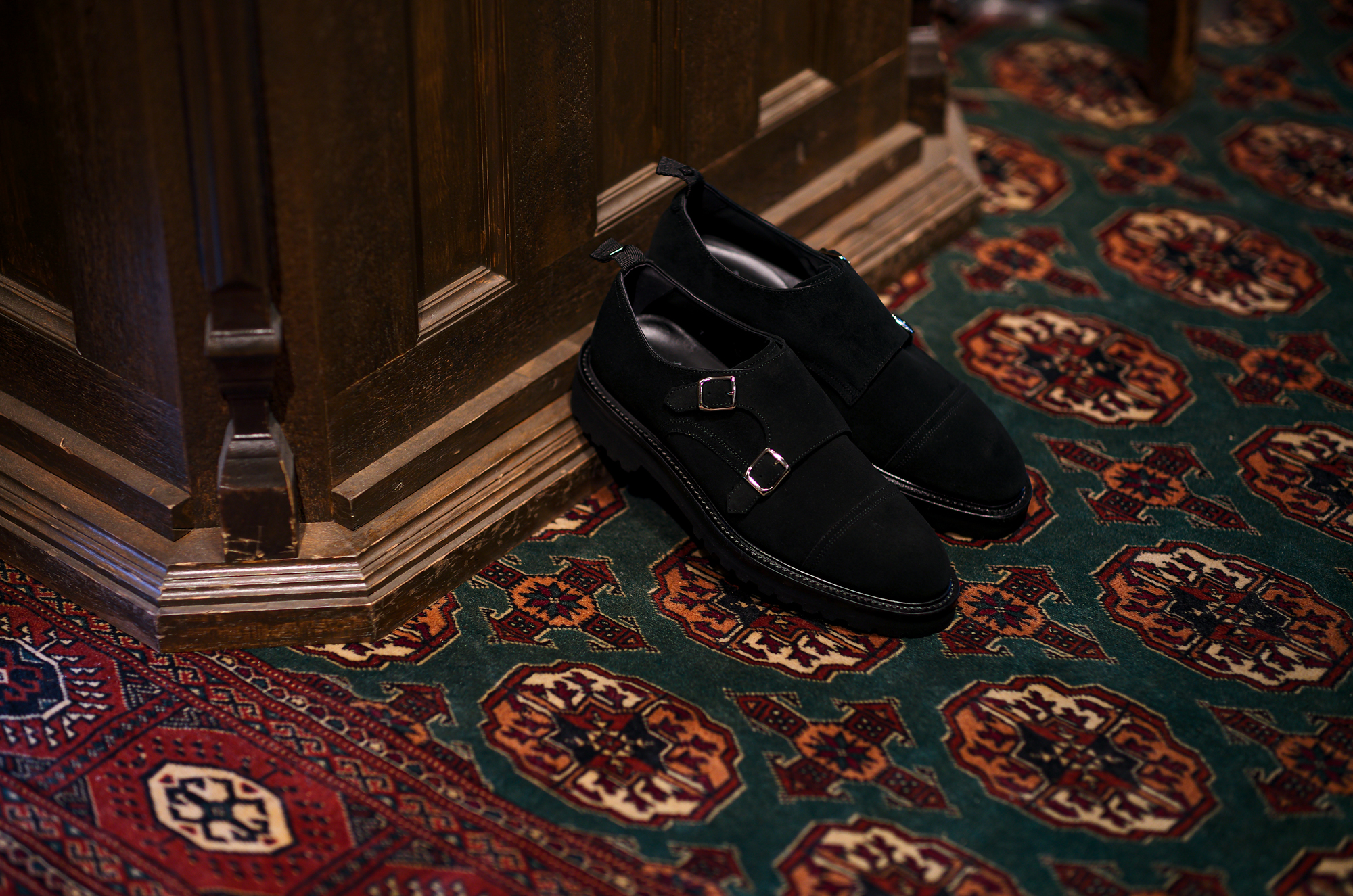 WH WHS-0300 CHARLES F. STEAD SUPER BUCK Double Monk Strap Shoes BLACK 2023 【Size 7】 ダブルエイチ ダブルモンクストラップシューズ スエード ブラック 愛知 名古屋 Alto e Diritto altoediritto アルトエデリット サイドジップブーツ プレーントゥーシューズ