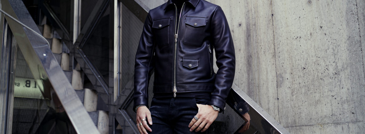 Balvenie Wilhelm (バルヴェニー ヴィルヘルム) No.05 TRACKER JACKET 925 SILVER (ナンバーゼロファイブ トラッカージャケット 925シルバー) COW LEATHER (カウレザー) レザー ジャケット BLACK (ブラック) Made In England (イギリス製) 【ご予約受付中】のイメージ