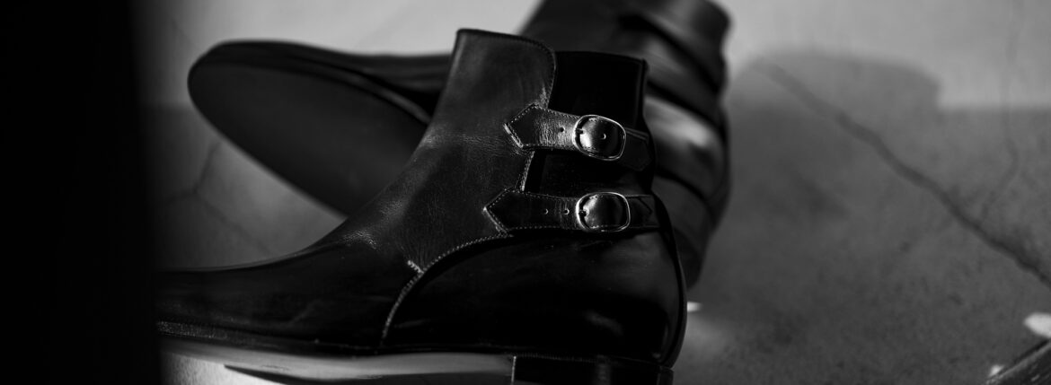 ENZO BONAFE (エンツォボナフェ) ART.3995 Double strap boots Du Puy Vitello デュプイ社ボックスカーフ ダブルストラップブーツ NERO(ブラック) made in italy (イタリア製) 2023秋冬新作【入荷しました】【フリー分発売開始】のイメージ