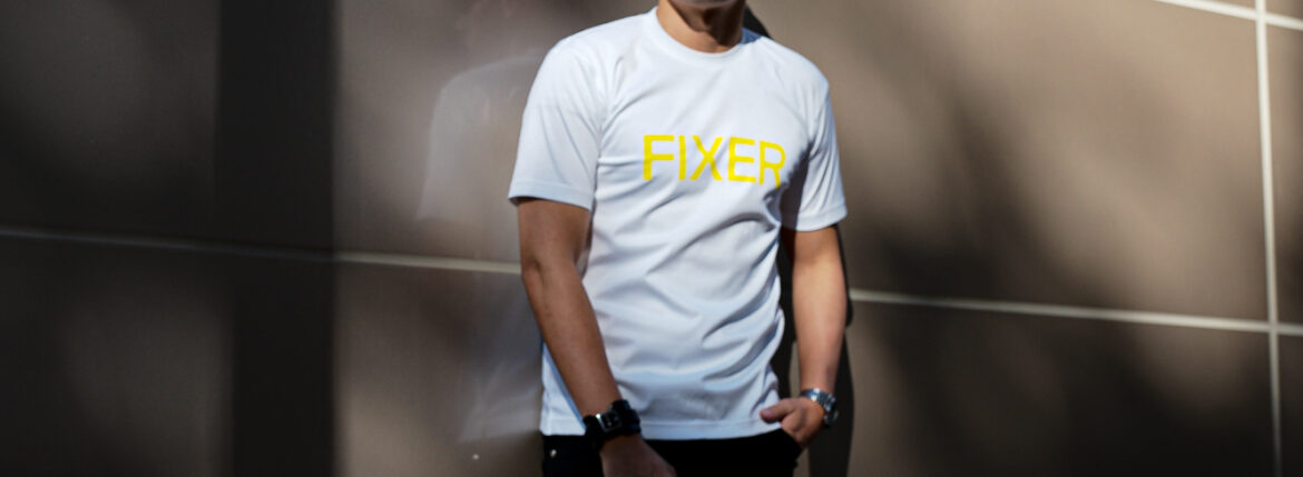 FIXER (フィクサー) FTS-02 FIXER Print Crew Neck T-shirt プリント Tシャツ WHITE × YELLOW (ホワイト × イエロー) 【ご予約開始】【2023.11.13(Mon)～2023.11.26(Sun)】 フィクサー エフティーエス02 プリントクルーネック Tシャツ ホワイト 黄色 東京限定 愛知 名古屋 Alto e Diritto altoediritto アルトエデリット