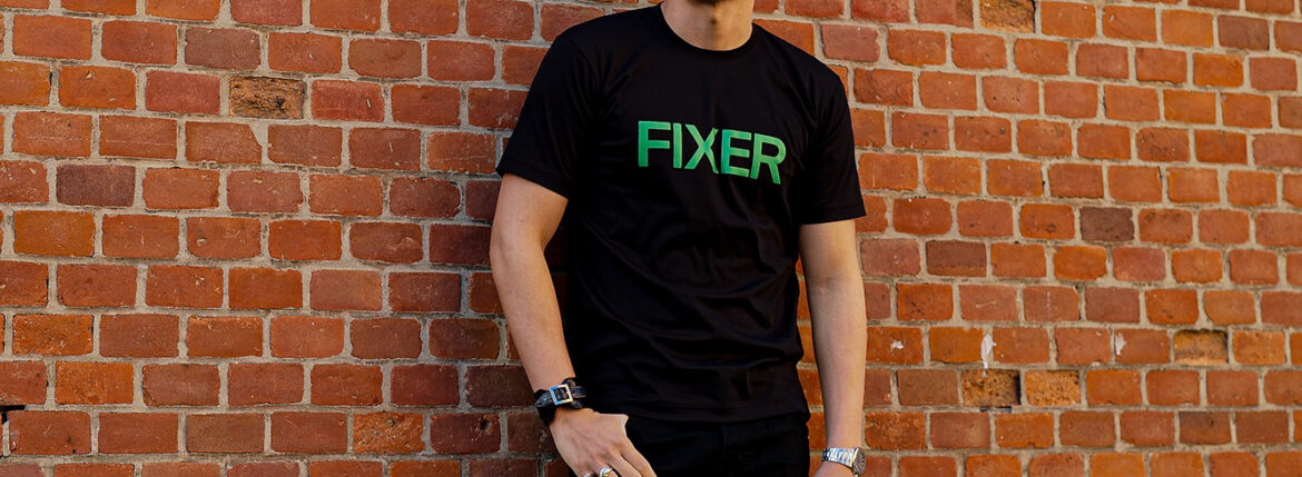 FIXER "FTS-02" Print Crew Neck T-shirt "BLACK × GREEN" フィクサー エフティーエス02 プリントクルーネック Tシャツ ブラック グリーン 東京限定 愛知 名古屋 Alto e Diritto altoediritto アルトエデリット