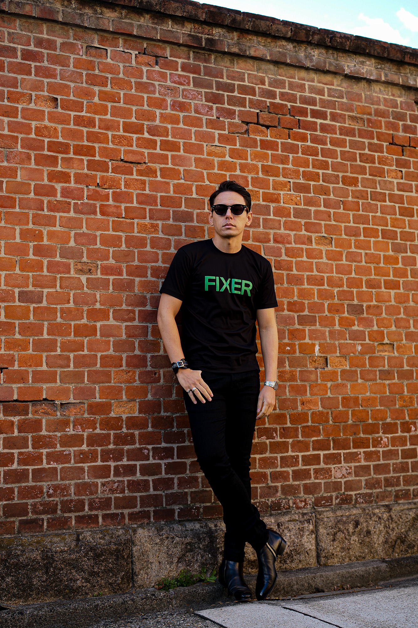 FIXER "FTS-02" Print Crew Neck T-shirt "BLACK × GREEN" フィクサー エフティーエス02 プリントクルーネック Tシャツ ブラック グリーン 東京限定 愛知 名古屋 Alto e Diritto altoediritto アルトエデリット