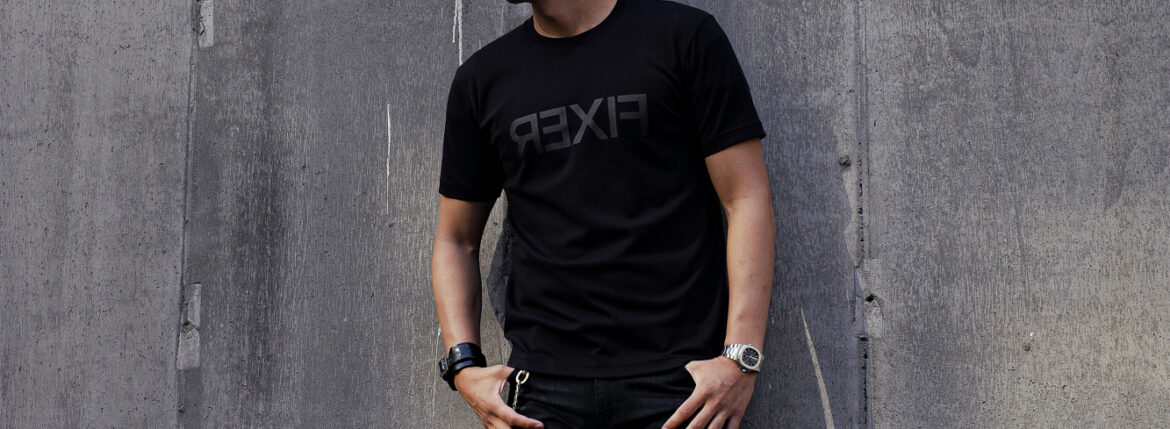 FIXER FTS-03 Reverse Print Crew Neck T-shirt ALL BLACK フィクサー リバースプリント Tシャツ オールブラック 愛知 名古屋 Alto e Diritto altoediritto アルトエデリット