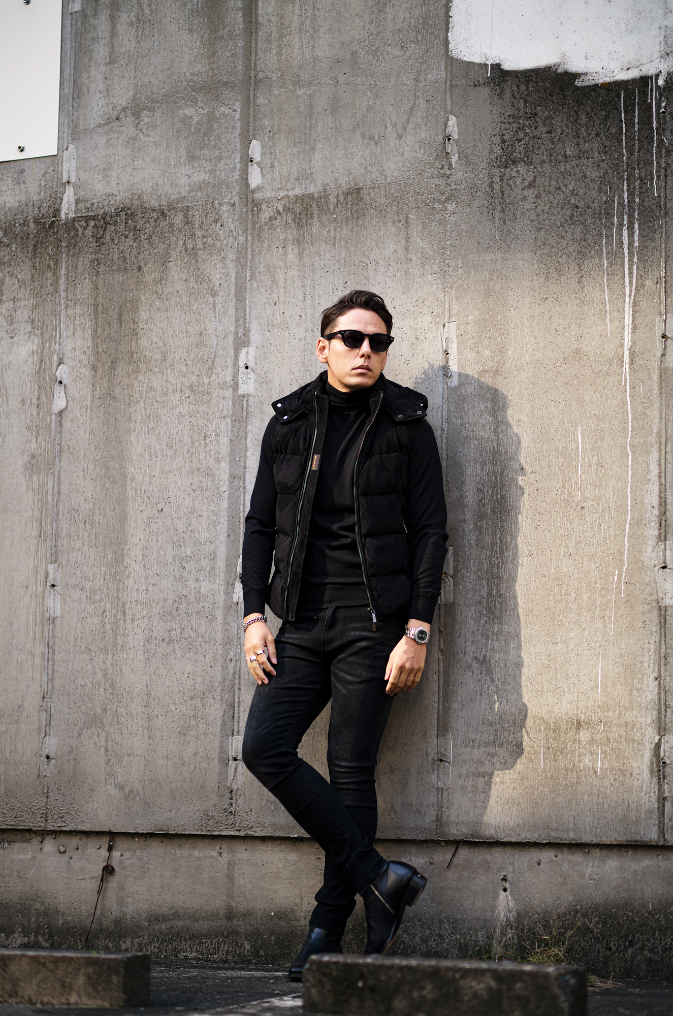 MOORER (ムーレー) FAYER-UR (フェイヤー) Suede Leather Down Vest スエードレザー ダウンベスト NERO (ブラック) Made in italy (イタリア製)  【Alto e Diritto別注】【Special Special Special Model】愛知 名古屋 Alto e Diritto altoediritto アルトエデリット レザーベスト