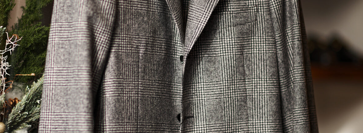 BELVEST "MADE TO MEASURE" JACKET IN THE BOX GLEN PLAID 2023AW ベルベスト ジャケットインザボックス グレンプレイド柄 愛知 名古屋 段返り3つボタン2パッチ＋バルカポケット シングルブレストJKT ホーンボタン黒