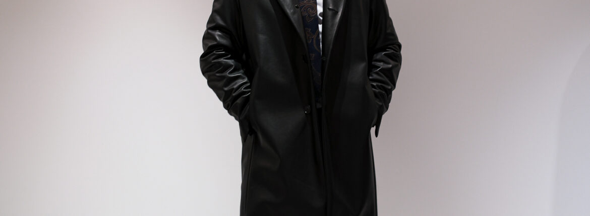 BELVEST (ベルベスト) SINGLE CHESTER COAT Lamb Nappa Leather ラムナッパレザー シングルチェスターコート BLACK (ブラック) Made in italy (イタリア製) 2024秋冬 【ご予約開始】愛知　名古屋 Alto e Diritto altoediritto アルトエデリット