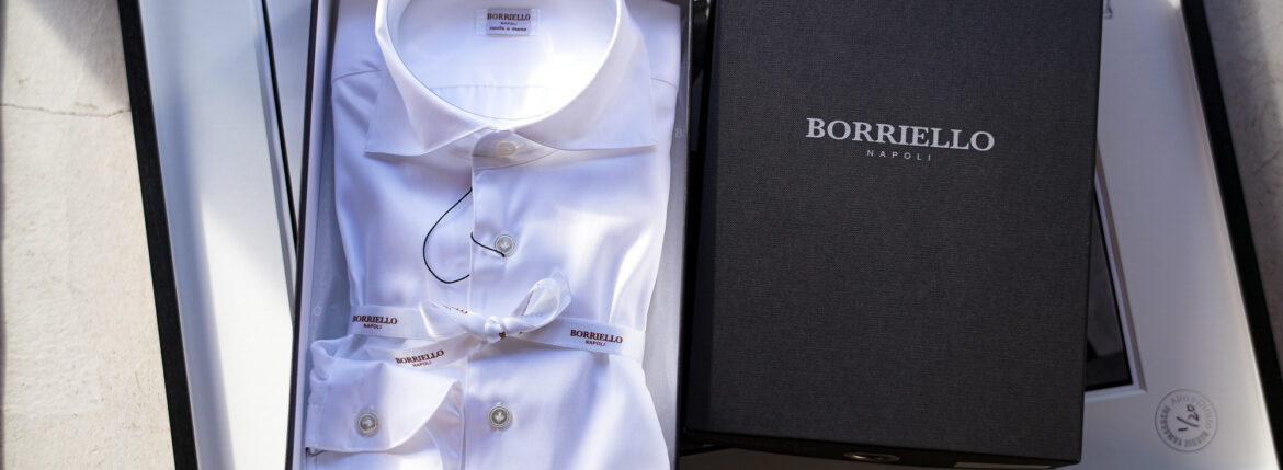 BORRIELLO "MADE TO MEASURE" Cotton Twill Stretch WHITE 2023AW ボリエッロ ニューヨーク ポプリン ストレッチ グレー 2023年秋冬 オーダー 受注会 愛知 名古屋 Alto e Diritto altoediritto アルトエデリット オーダーシャツ　シャツ