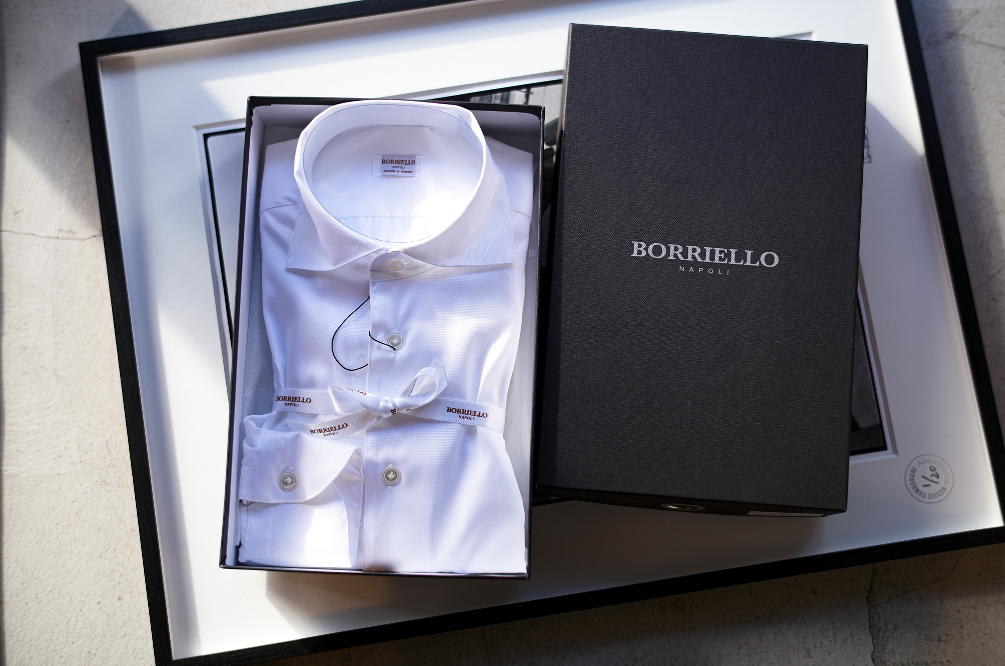 BORRIELLO "MADE TO MEASURE" Cotton Twill Stretch WHITE 2023AW ボリエッロ ニューヨーク ポプリン ストレッチ グレー 2023年秋冬 オーダー 受注会 愛知 名古屋 Alto e Diritto altoediritto アルトエデリット オーダーシャツ　シャツ