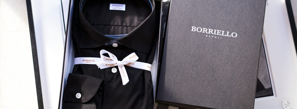 BORRIELLO "MADE TO MEASURE" NEW YORK Popeline Stretch BLACK 2023AW ボリエッロ ニューヨーク ポプリン ストレッチ グレー 2023年秋冬 オーダー 受注会 愛知 名古屋 Alto e Diritto altoediritto アルトエデリット オーダーシャツ　シャツ