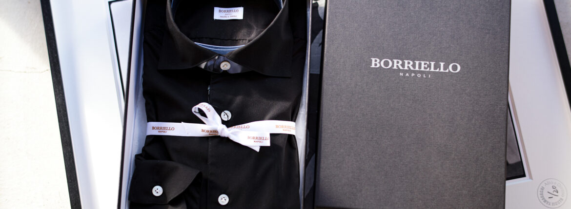 BORRIELLO "MADE TO MEASURE" NEW YORK Popeline Stretch BLACK 2023AW ボリエッロ ニューヨーク ポプリン ストレッチ グレー 2023年秋冬 オーダー 受注会 愛知 名古屋 Alto e Diritto altoediritto アルトエデリット オーダーシャツ　シャツ