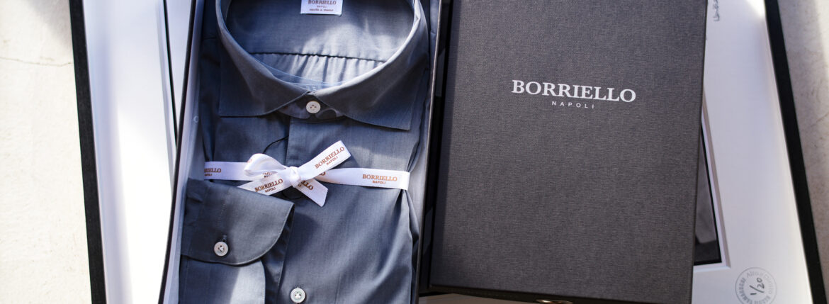 BORRIELLO "MADE TO MEASURE" NEW YORK Popeline Stretch GRAY 2023AW ボリエッロ ニューヨーク ポプリン ストレッチ グレー 2023年秋冬 オーダー 受注会 愛知 名古屋 Alto e Diritto altoediritto アルトエデリット オーダーシャツ　シャツ