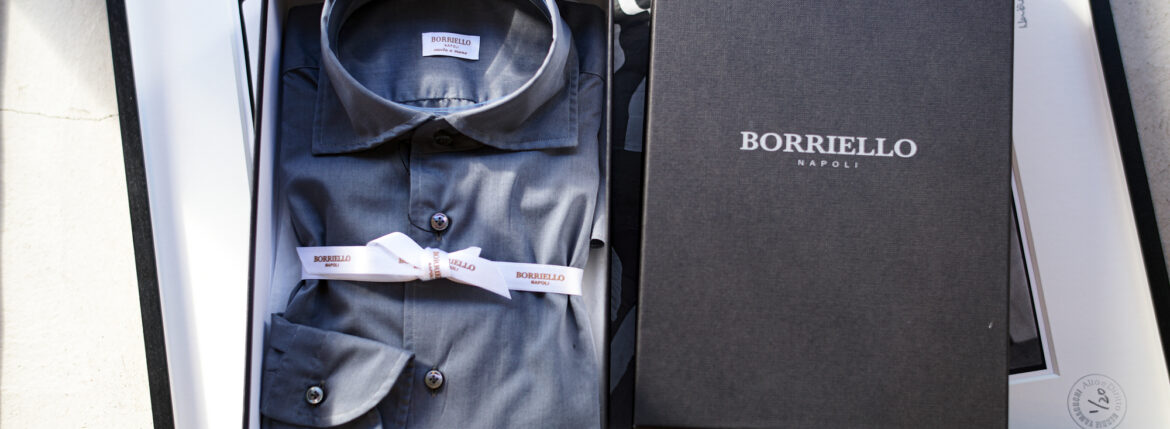 BORRIELLO "MADE TO MEASURE" NEW YORK Popeline Stretch GRAY 2023AW ボリエッロ ニューヨーク ポプリン ストレッチ グレー 2023年秋冬 オーダー 受注会 愛知 名古屋 Alto e Diritto altoediritto アルトエデリット オーダーシャツ　シャツ