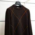 Gran Sasso(グランサッソ) “15911” アーガイル柄 8ゲージ Cashmere Wool Sweater カシミヤウール クルーネックセーター DARK BROWN × ORANGE (ダークブラウン × オレンジ・195) 2024秋冬 【ご予約開始】のイメージ