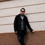 ISAIA (イザイア) PORTOFINO Mouton Coat (ポルトフィーノ ムートン コート) EXTERNAL CURLY SHEARLING ムートン チェスターコート BLACK (ブラック・990) 2023秋冬新作 【入荷しました】【フリー分発売開始】愛知 名古屋 Alto e Diritto altoediritto アルトエデリット コート 黒ムートン