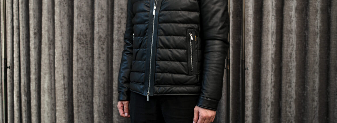 MOORER GILLES-P3 Leather Down Jacket NERO 2024秋冬 【ご予約開始】 ムーレー ファイヤー レザーダウンジャケット ブラック 愛知　名古屋 Alto e Diritto altoediritto アルトエデリット